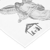 Kerstpatroon en engel met Bethlehem op wit Medium Tafelloper (Hoek)