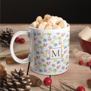kerstpatroon en monogram koffiemok