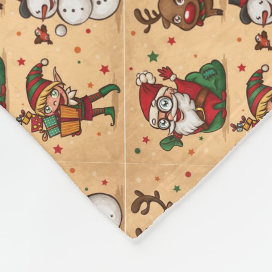 kerstpatroon fleece deken (Hoek)