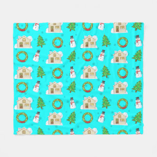Kerstpatroon fleece deken