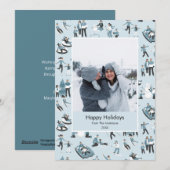 Kerstpatroon foto met winter familiepret feestdagenkaart (Voorkant / Achterkant)