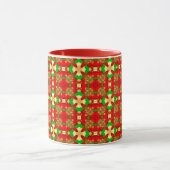 Kerstpatroon goud, rood en groen, mok (Midden)