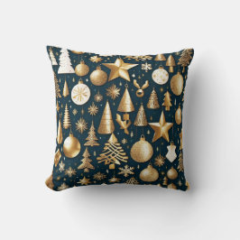 Kerstpatroon gouden en zwarte ornamenten decor kussen