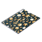 Kerstpatroon gouden en zwarte ornamenten decor notitieboek (Linkerzijde)