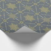 Kerstpatroon grijs en goudsneeuwvlokken cadeaupapier (Hoek)