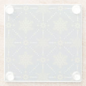 Kerstpatroon grijs en goudsneeuwvlokken glazen onderzetter (Achterkant)