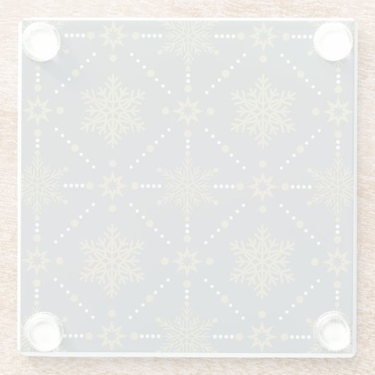 Kerstpatroon grijs en goudsneeuwvlokken glazen onderzetter (Achterkant)