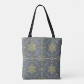 Kerstpatroon grijs en goudsneeuwvlokken tote bag (Achterkant)