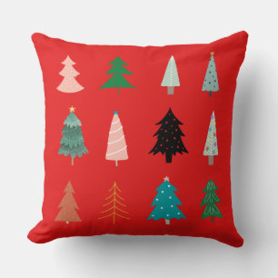 Kerstpatroon groen blauw roze en rood klassiek kussen
