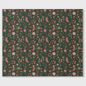Kerstpatroon Groen Cadeaupapier (Vlak)