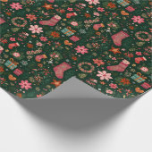 Kerstpatroon Groen Cadeaupapier (Hoek)