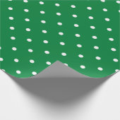 Kerstpatroon groen en wit stip modern schattig cadeaupapier (Hoek)