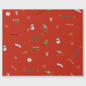 Kerstpatroon HO! HÉ! HÉ! Cadeaupapier (Vlak)