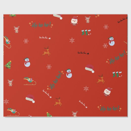Kerstpatroon HO! HÉ! HÉ! Cadeaupapier (Zoom)