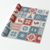 kerstpatroon in lappendeken. Traditioneel Cadeaupapier (Uitgerold)