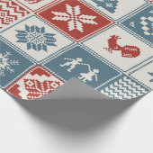 kerstpatroon in lappendeken. Traditioneel Cadeaupapier (Hoek)