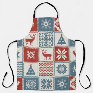 kerstpatroon in lappendeken. Traditioneel Schort