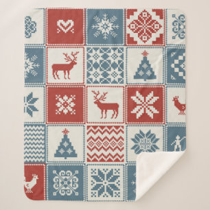 kerstpatroon in lappendeken. Traditioneel Sherpa Deken