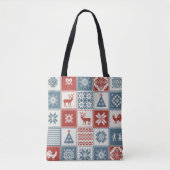 kerstpatroon in lappendeken. Traditioneel Tote Bag (Voorkant)