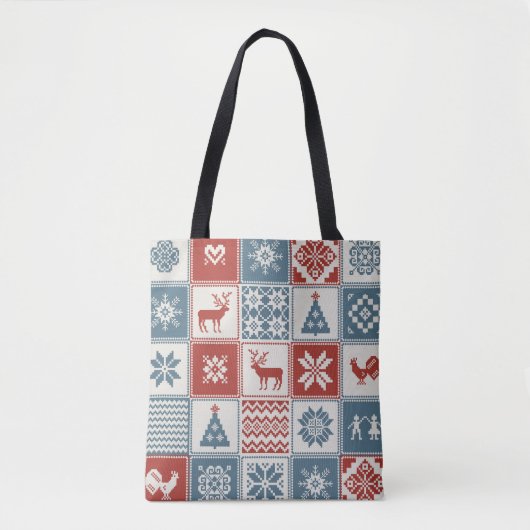 kerstpatroon in lappendeken. Traditioneel Tote Bag (Voorkant)