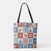 kerstpatroon in lappendeken. Traditioneel Tote Bag (Achterkant)