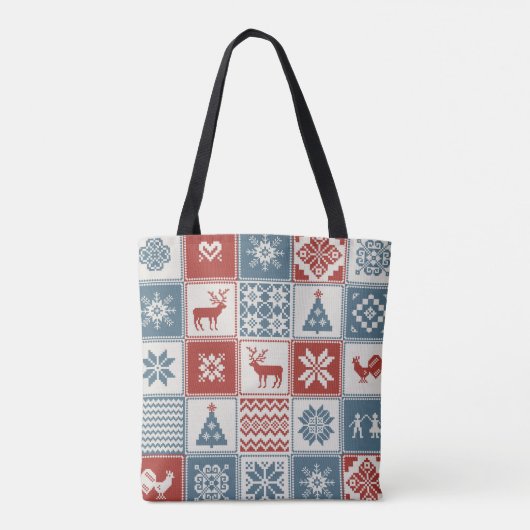 kerstpatroon in lappendeken. Traditioneel Tote Bag (Achterkant)