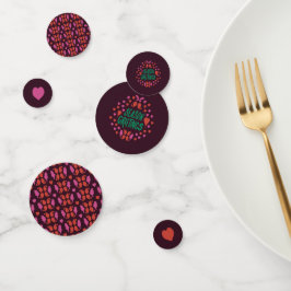 Kerstpatroon in rood en roze confetti
