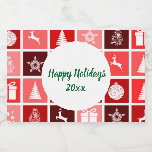 Kerstpatroon in rood sparkling wijnetiket (Enkel label)