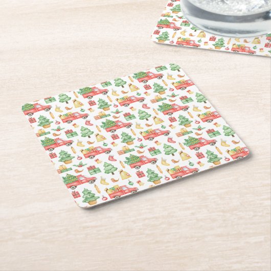  kerstpatroon kartonnen onderzetters (Schuin)