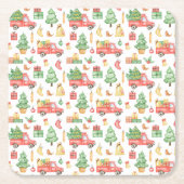  kerstpatroon kartonnen onderzetters (Voorkant)