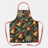 Kerstpatroon, Kerstbellen met Sneeuwvlokken, Schort (Voorkant)