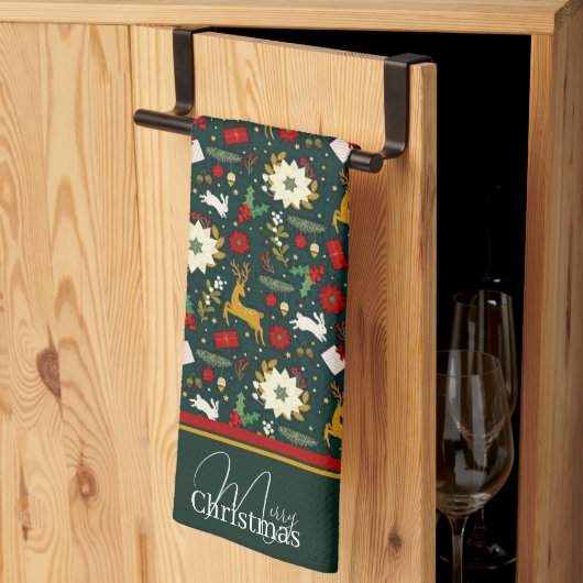 Kerstpatroon keukendoek theedoek (Derde Gevouwen)