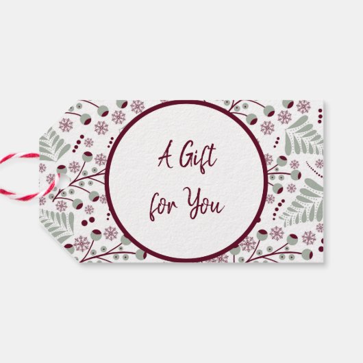 Kerstpatroon Klassiek rood en groen Cadeaulabel (Achterkant Horizontaal)