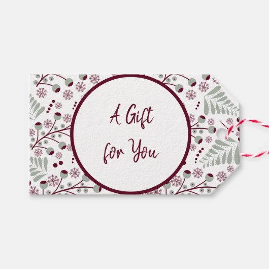 Kerstpatroon Klassiek rood en groen Cadeaulabel (Voorkant (Horizontaal))