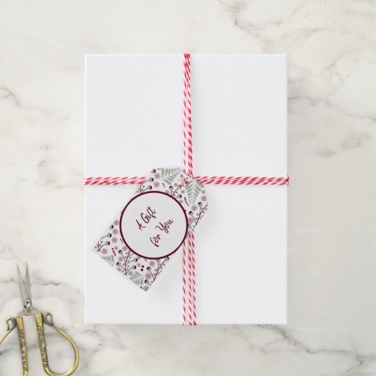 Kerstpatroon Klassiek rood en groen Cadeaulabel (Met Touw)