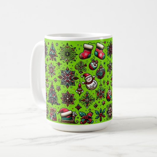 kerstpatroon koffiemok (Voorkant links)