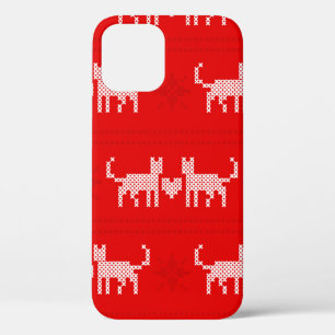kerstpatroon kruisstikkende katten die verliefd zi Case-Mate iPhone case