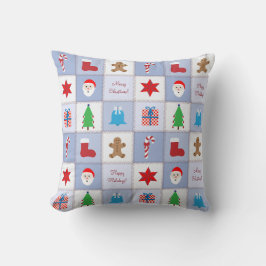Kerstpatroon Kussen - Blauwe Tinten Achtergrond