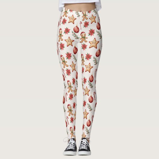 Kerstpatroon Leggings (Voorkant)