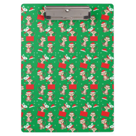 Kerstpatroon met aap rood groen klembord