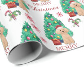 Kerstpatroon met Abriot Poodle Dog Cadeaupapier (Rol Hoek)