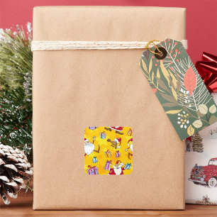 Kerstpatroon met cadeaus en sterren van de Kerstma Vierkante Sticker
