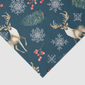 kerstpatroon met Deer & Bullfinches Blue Tissuepapier (Detail)