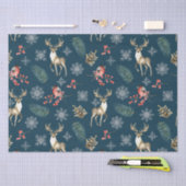 kerstpatroon met Deer & Bullfinches Blue Tissuepapier (Craft)