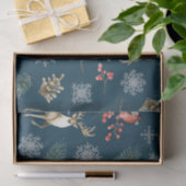 kerstpatroon met Deer & Bullfinches Blue Tissuepapier (Geschenk)