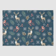 kerstpatroon met Deer & Bullfinches Blue
