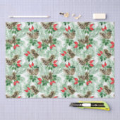 kerstpatroon met evergroenen en rode bessen tissuepapier (Craft)