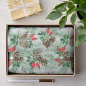 kerstpatroon met evergroenen en rode bessen tissuepapier (Geschenk)