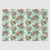 kerstpatroon met evergroenen en rode bessen tissuepapier (Voorkant)