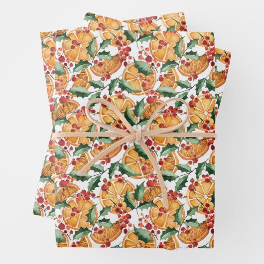 kerstpatroon met gedroogde Sinaasappels en bessen Inpakpapier Vel (In situ)